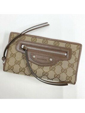 Gucci Wallet GG Canvas Leather Beige Brown